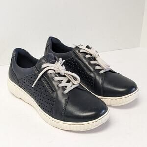 Clarks Caroline Ella Sneakers, Navy Leather, Women's 8.5